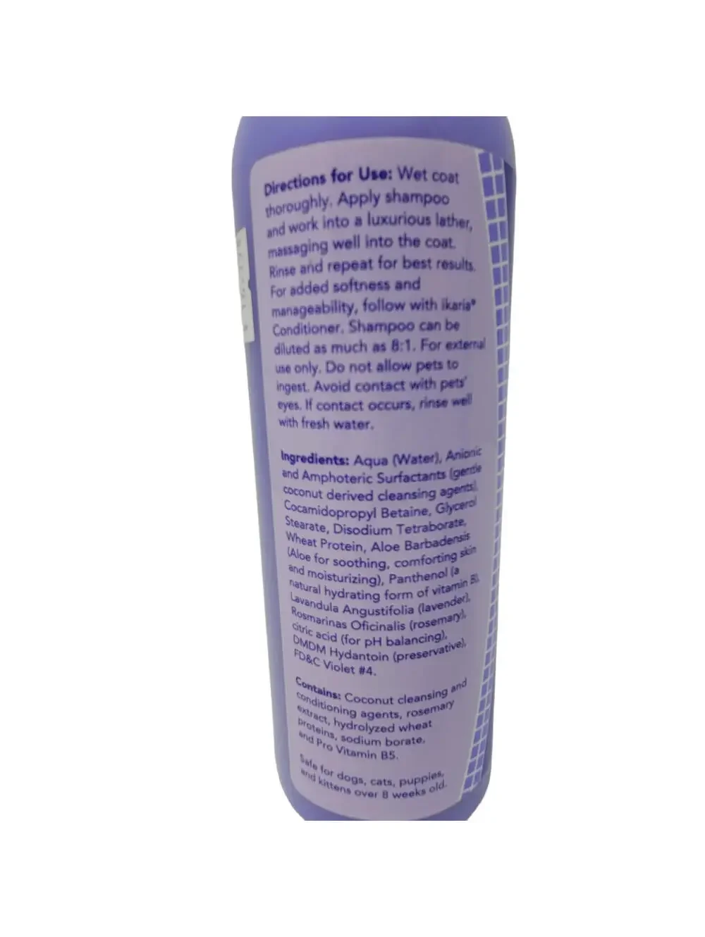 Ikaria Pet Dog Cat Shampoo 16oz Enlighten Lavender Rosemary Human Salon Grade
